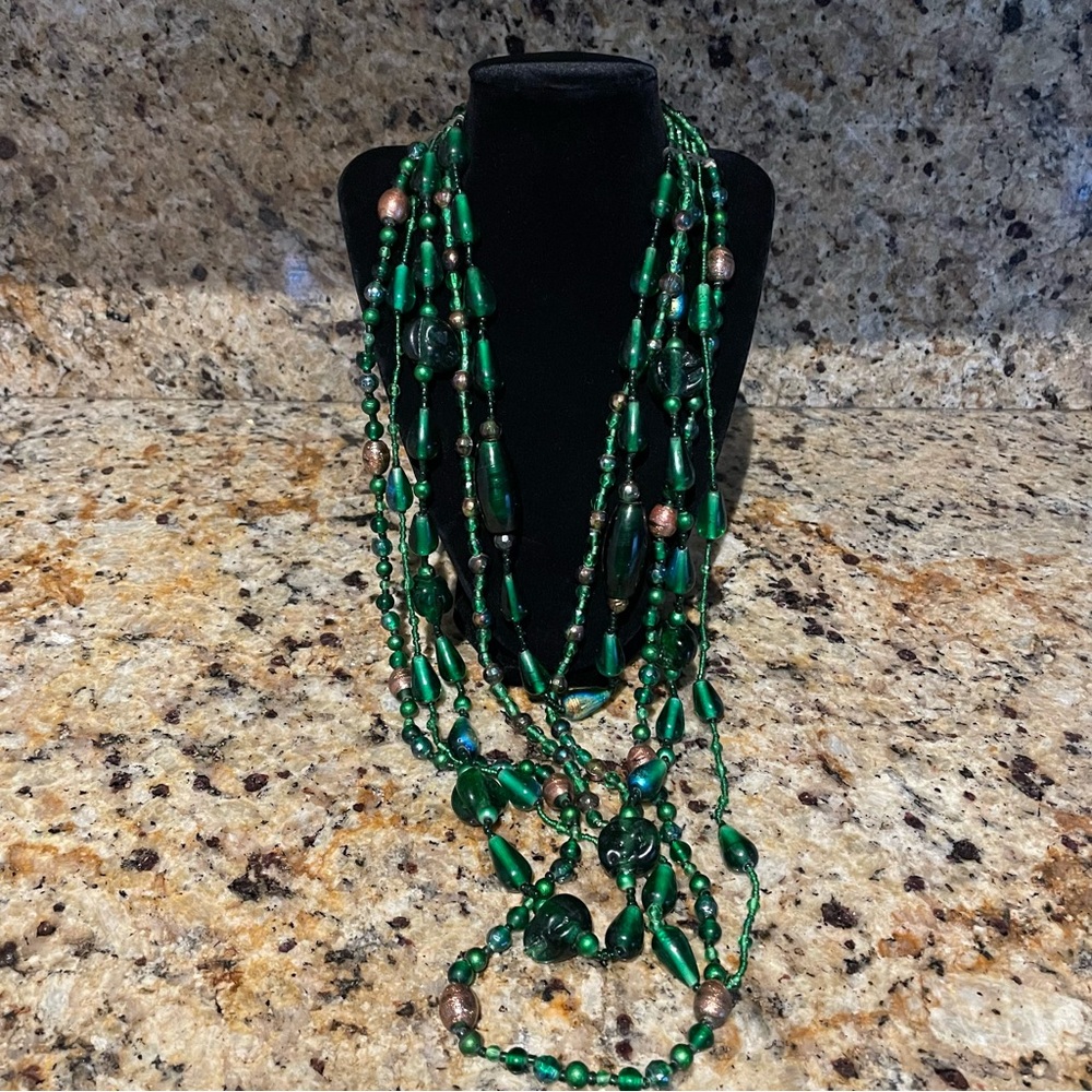 Vintage bohemian five strand waterfall necklace